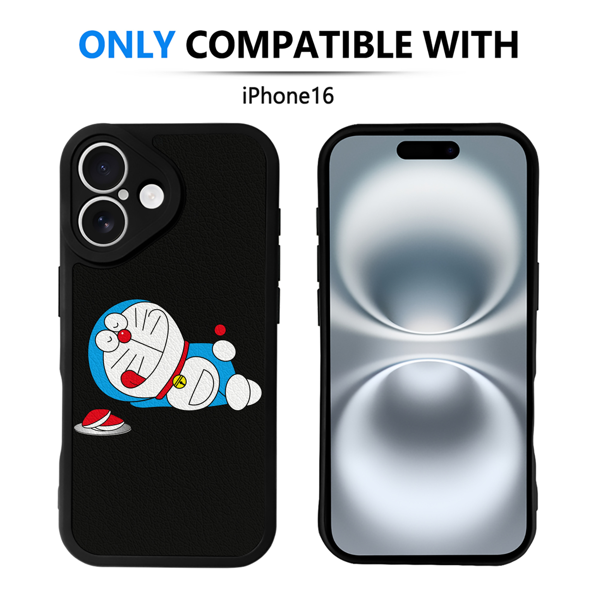 （画像用） ドラえもん Doraemon 【iPhone 16シリーズ対応】シリコンスマホケース（レザー調） 材質：シリコン